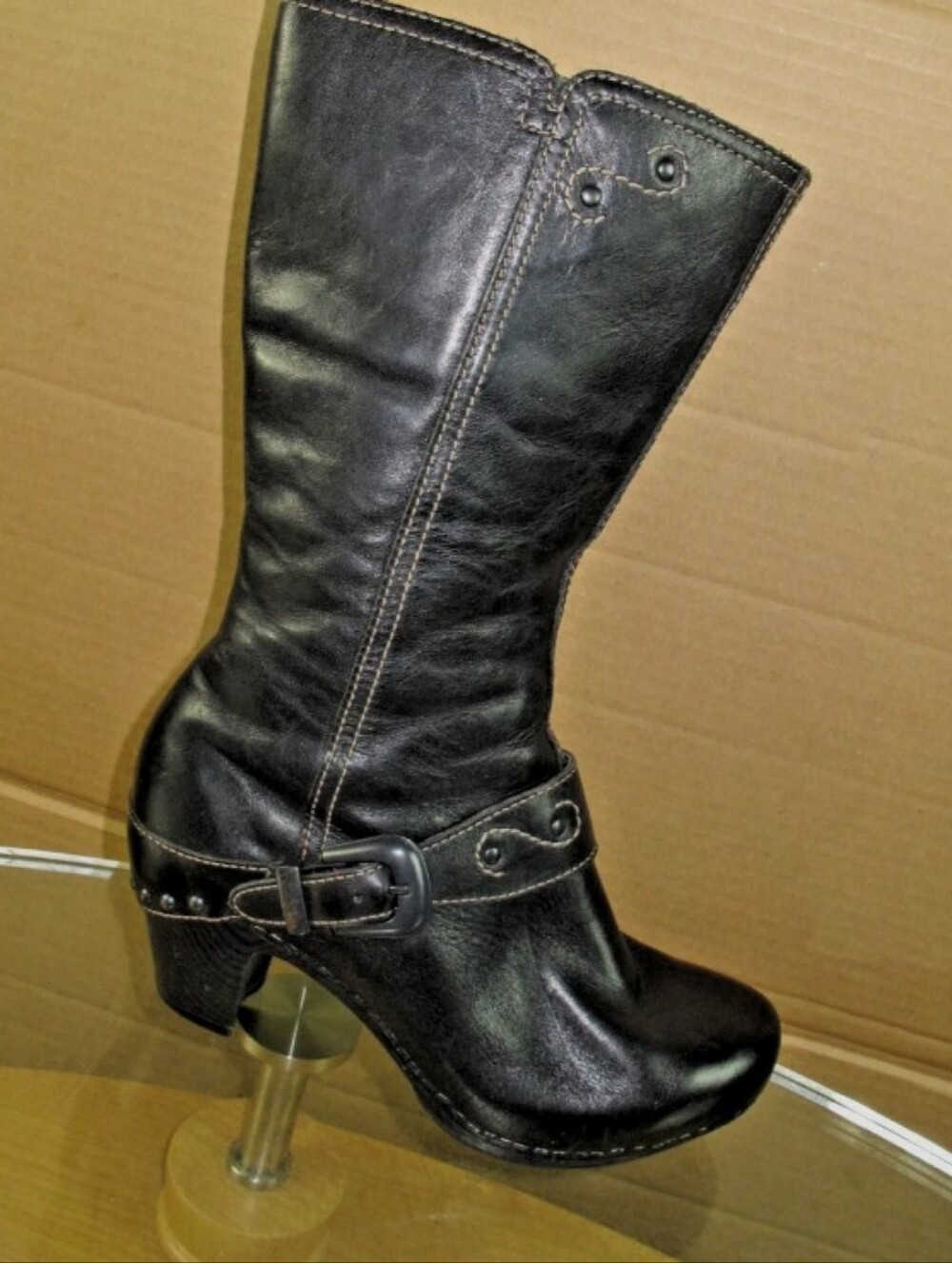 Dansko Rylan Crazy Horse Vintage Rare Black Leather Mid-Calf Boots Size 38/ US 7